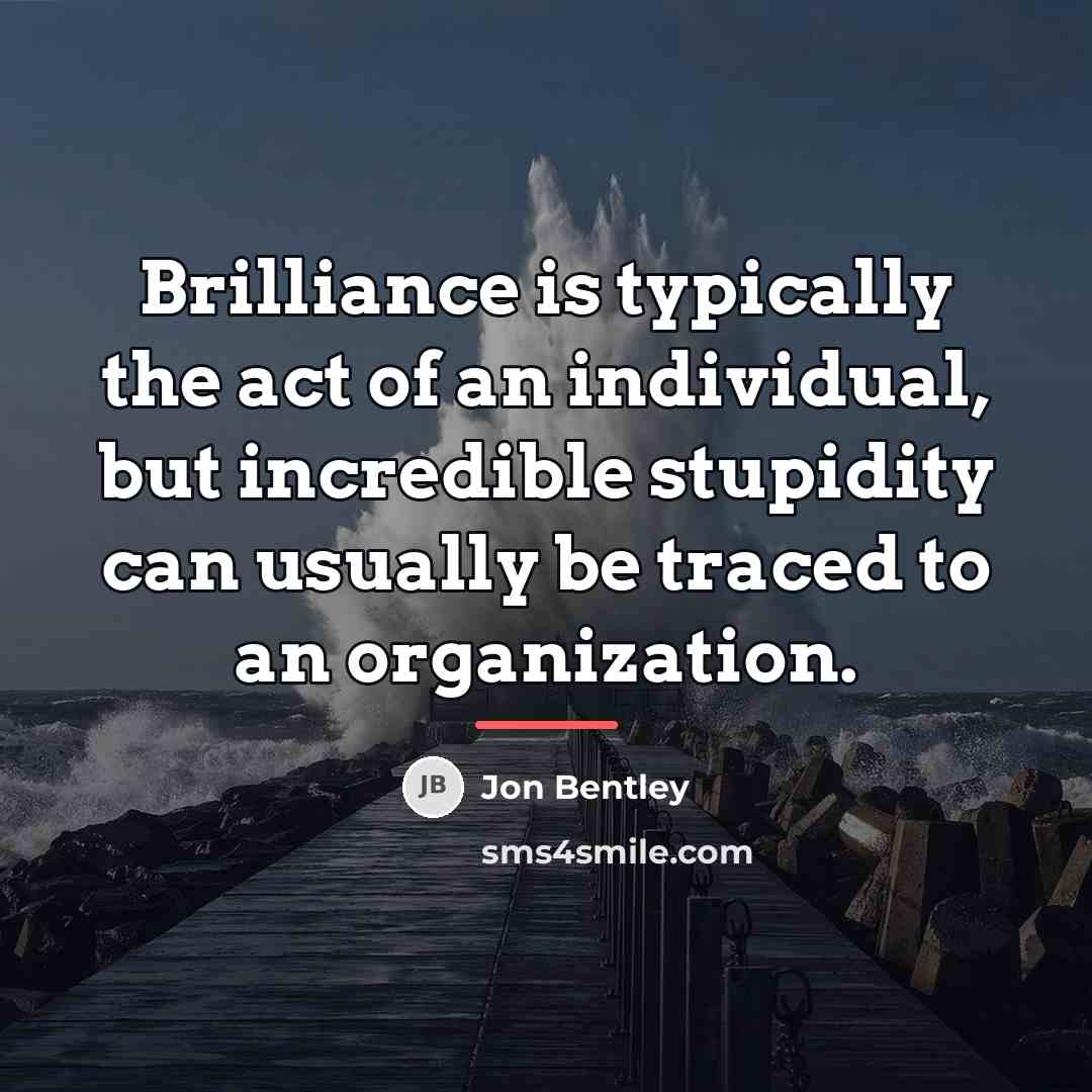 “Brilliance is typically the act of an individual, but incredible…” quote by Jon Bentley