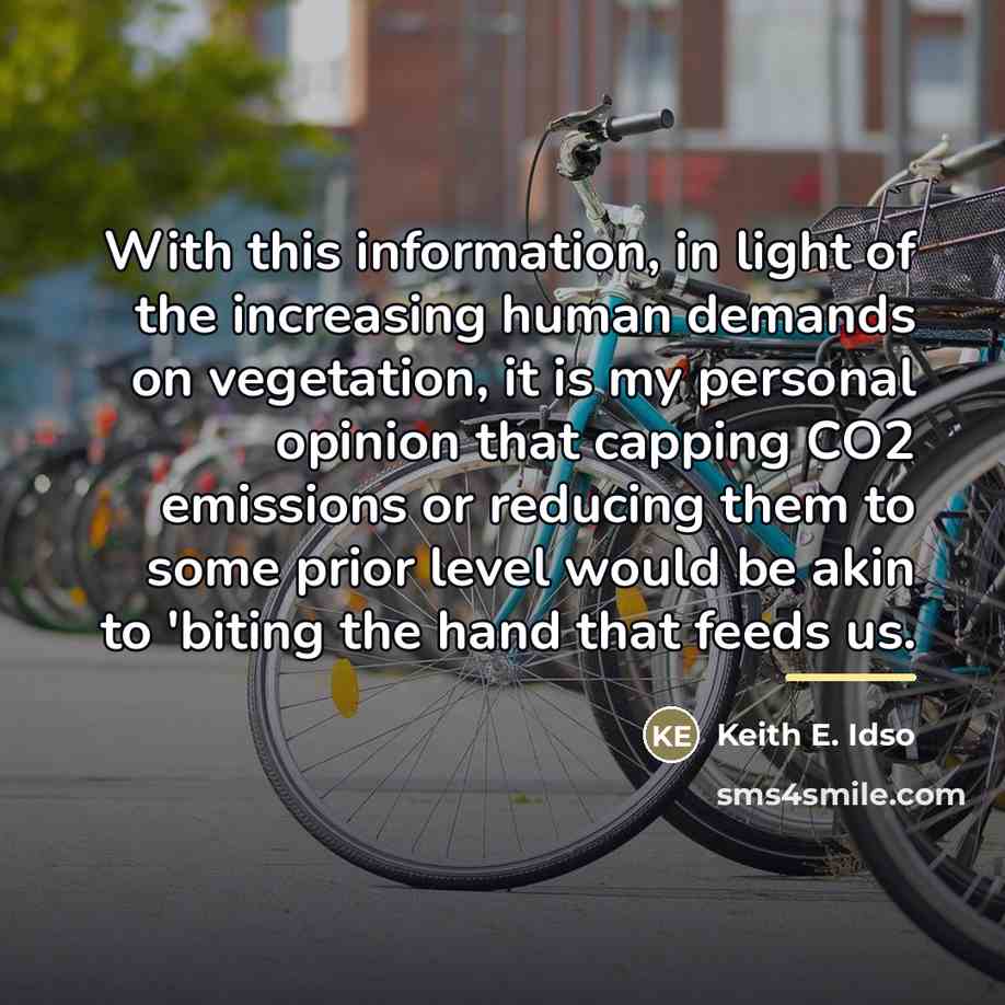 “With this information, in light of the increasing human demands…” quote by Keith E. Idso
