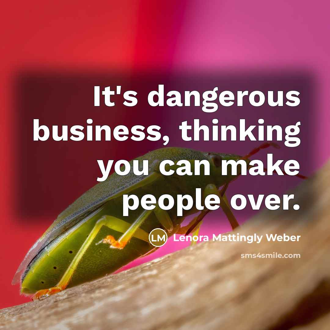 “It's dangerous business, thinking you can make people over.…” quote by Lenora Mattingly Weber