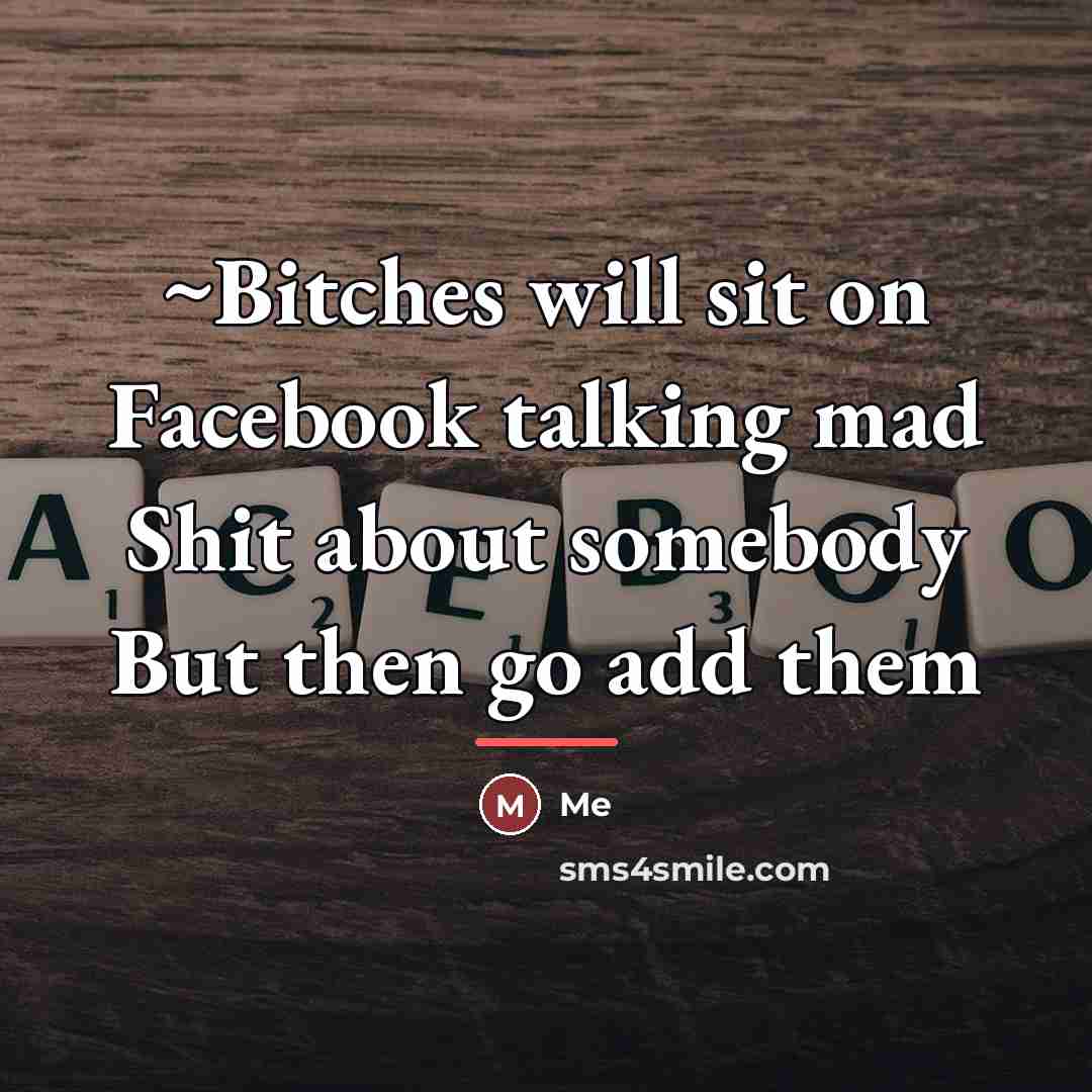 “~Bitches will sit on Facebook talking mad Shit about somebody…” quote by Me