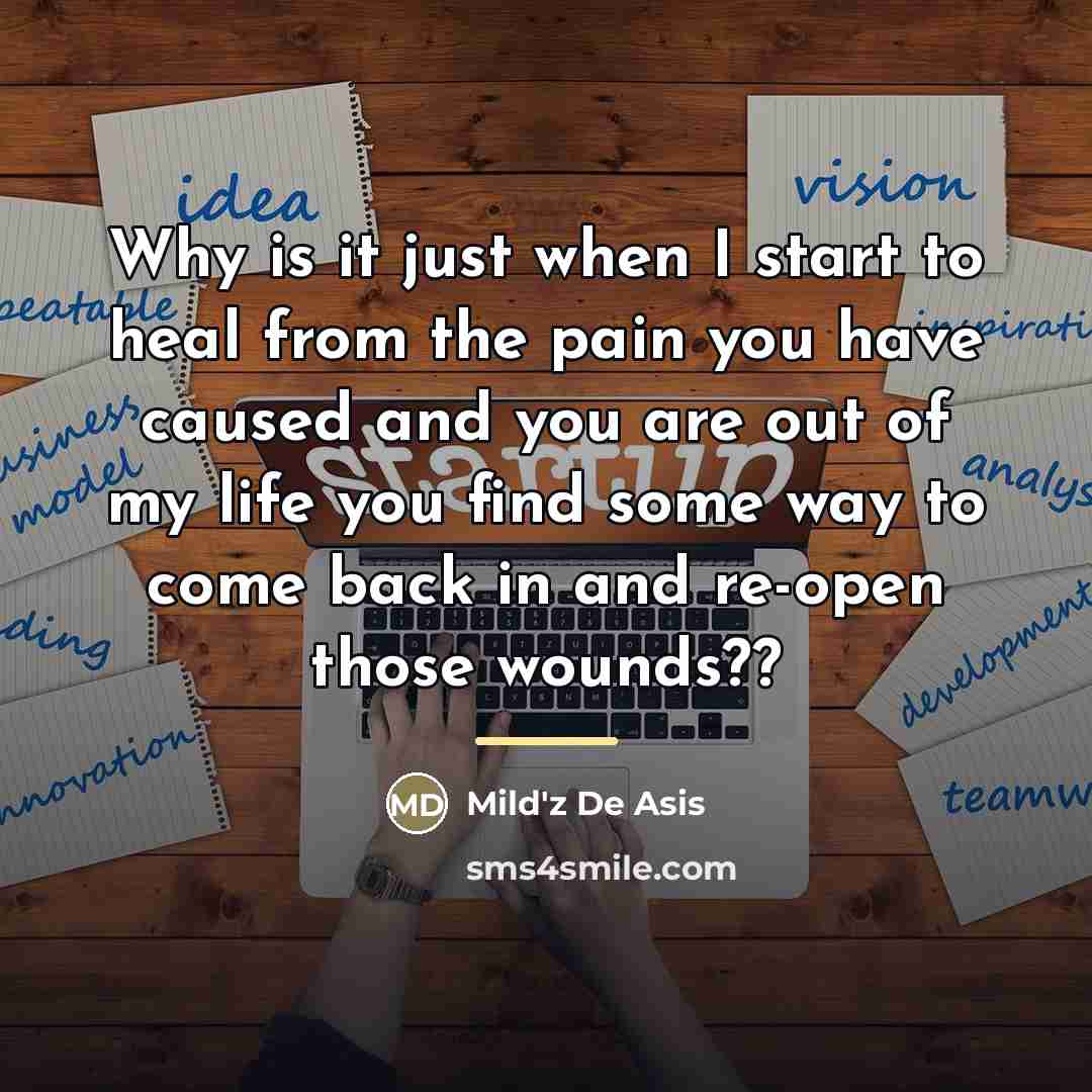 “Why is it just when I start to heal from…” quote by Mild'z De Asis