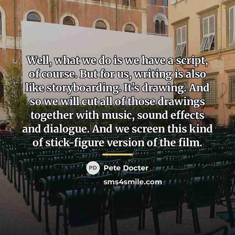 “Well, what we do is we have a script, of…” quote by Pete Docter