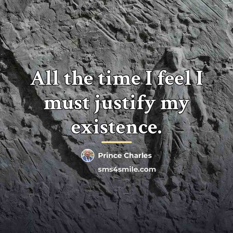 “All the time I feel I must justify my existence.…” quote by Prince Charles