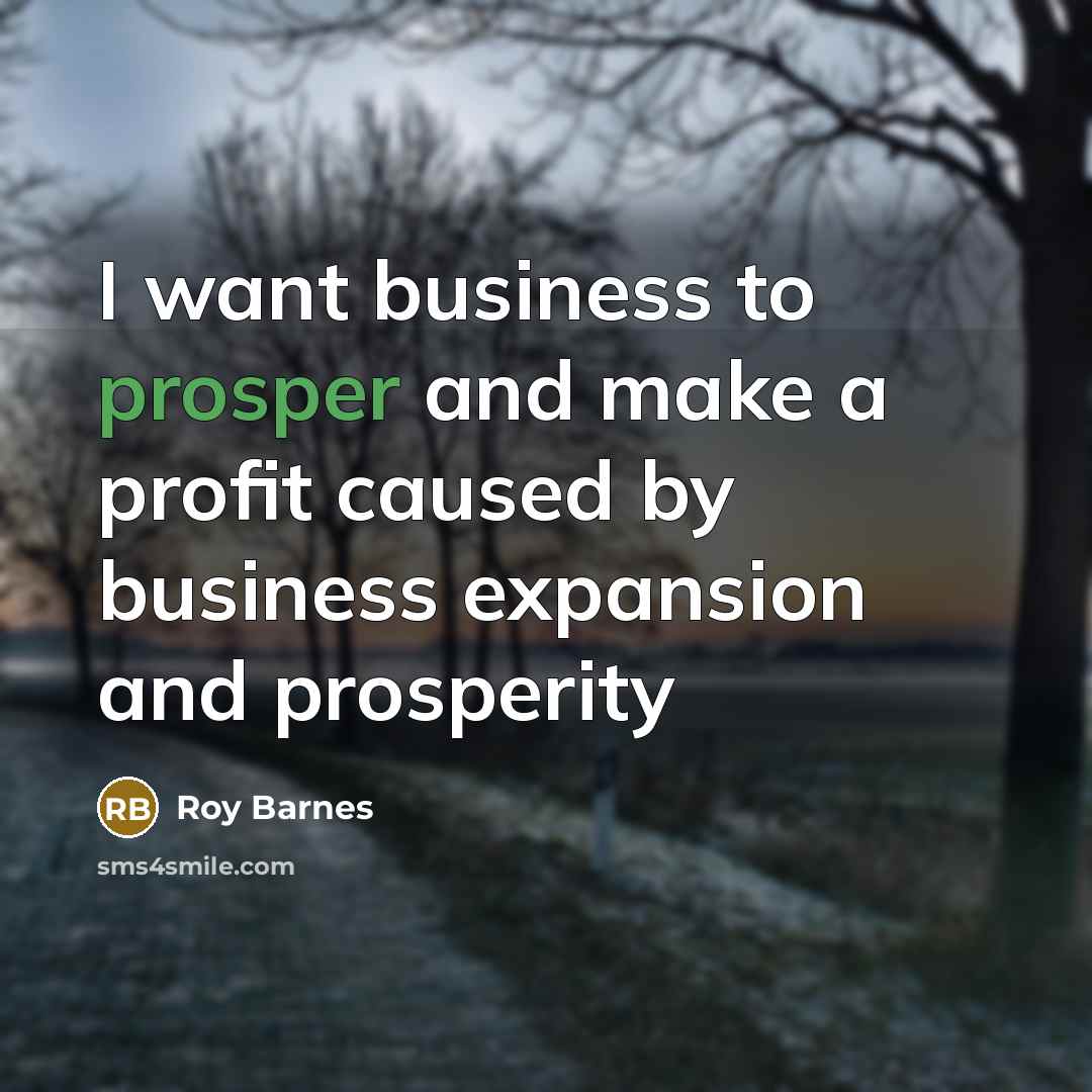 “I want business to prosper and make a profit caused…” quote by Roy Barnes