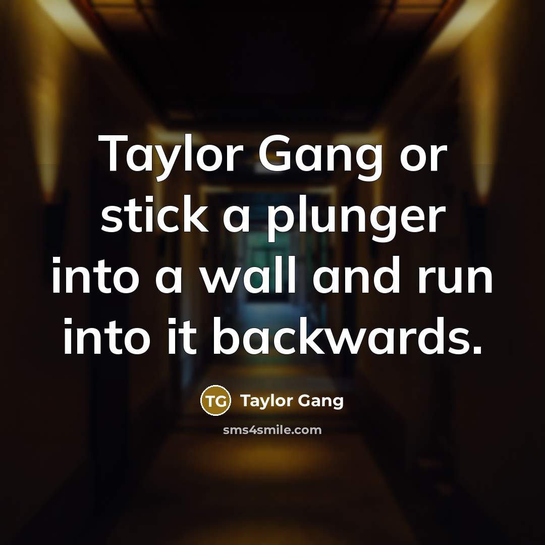 “Taylor Gang or stick a plunger into a wall and run into it backwards.” quote by Taylor Gang