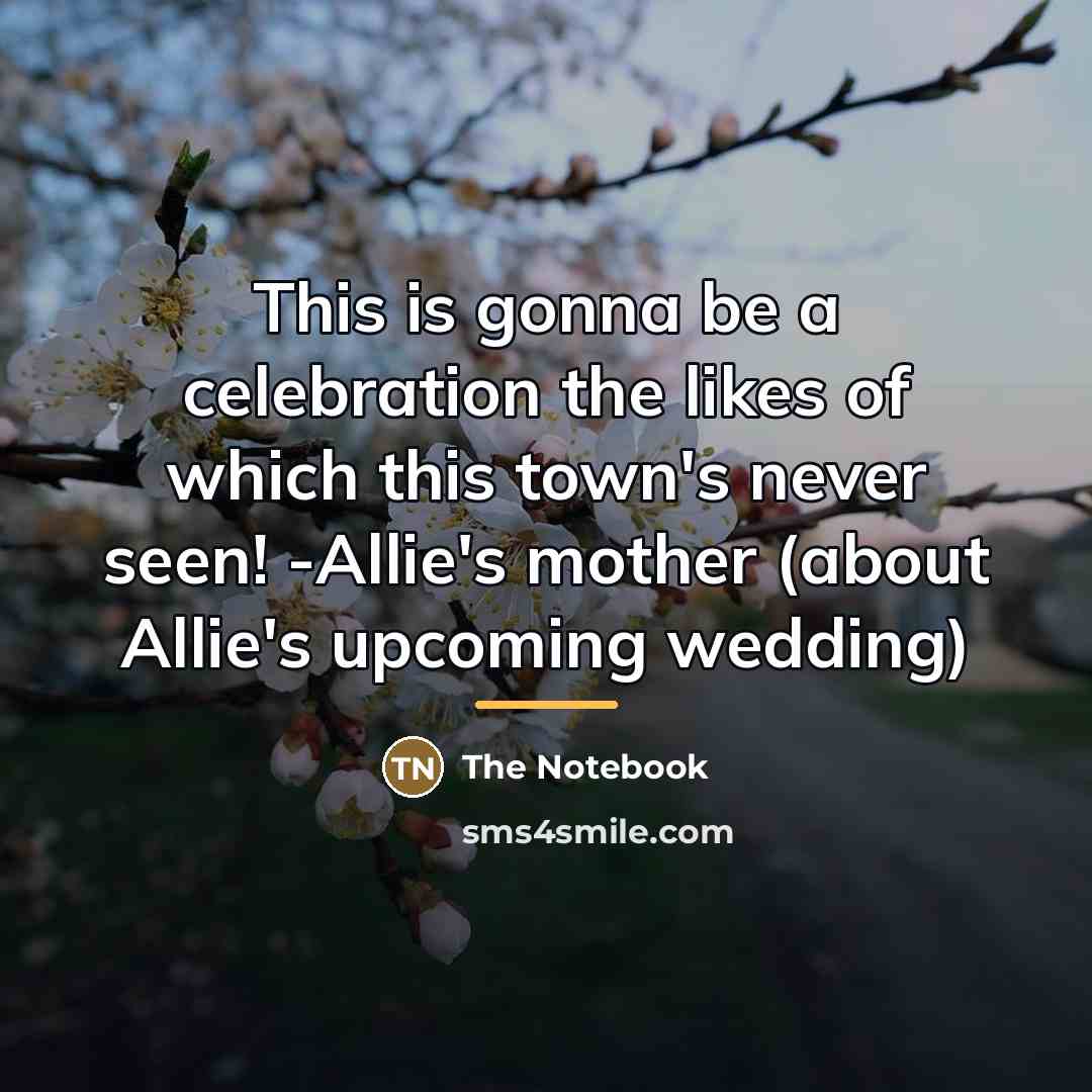 “This is gonna be a celebration the likes of which…” quote by The Notebook