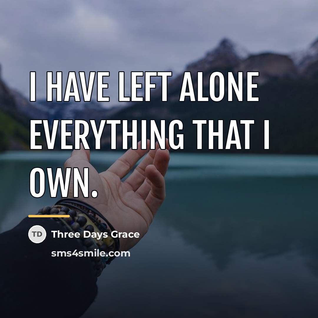 “I have left alone everything that I own.…” quote by Three Days Grace