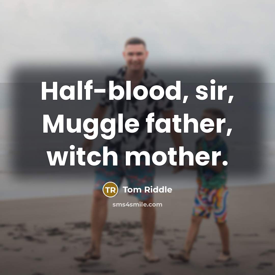 “Half-blood, sir, Muggle father, witch mother.…” quote by Tom Riddle