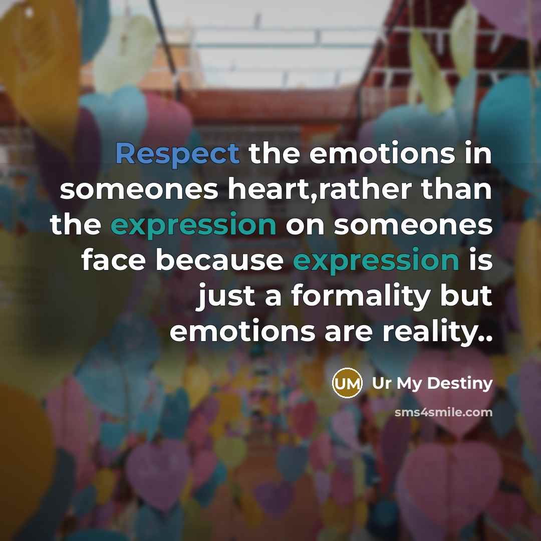 “Respect the emotions in someones heart,rather than the expression on…” quote by Ur My Destiny