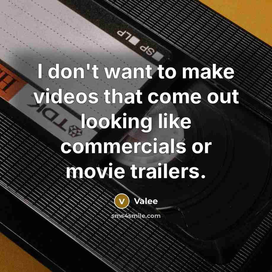 “I don't want to make videos that come out looking…” quote by Valee
