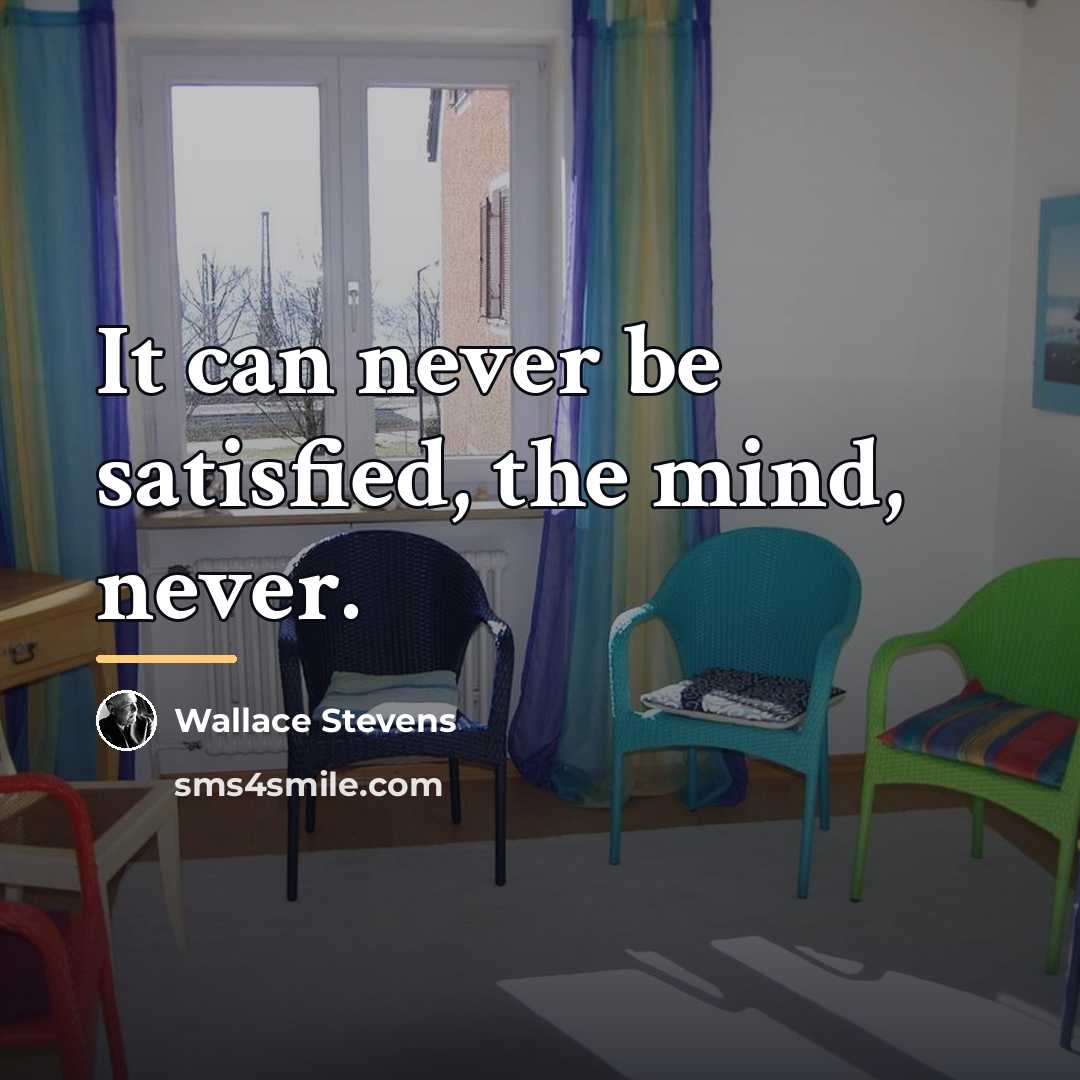 “It can never be satisfied, the mind, never.…” quote by Wallace Stevens