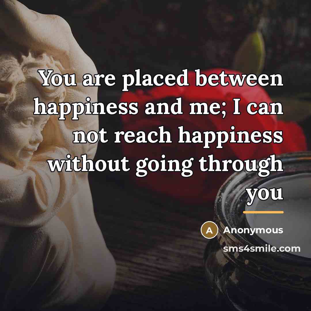 “You are placed between happiness and me; I can not…” quote by Anonymous