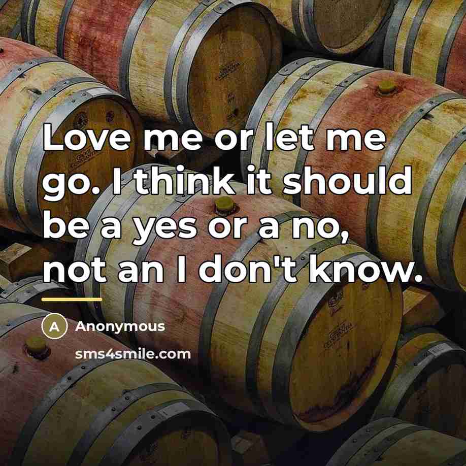 “Love me or let me go. I think it should…” quote by Anonymous