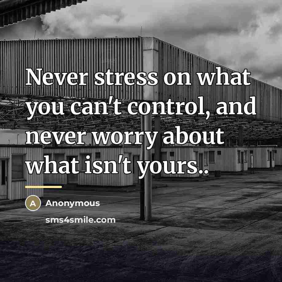 “Never stress on what you can't control, and never worry…” quote by Anonymous