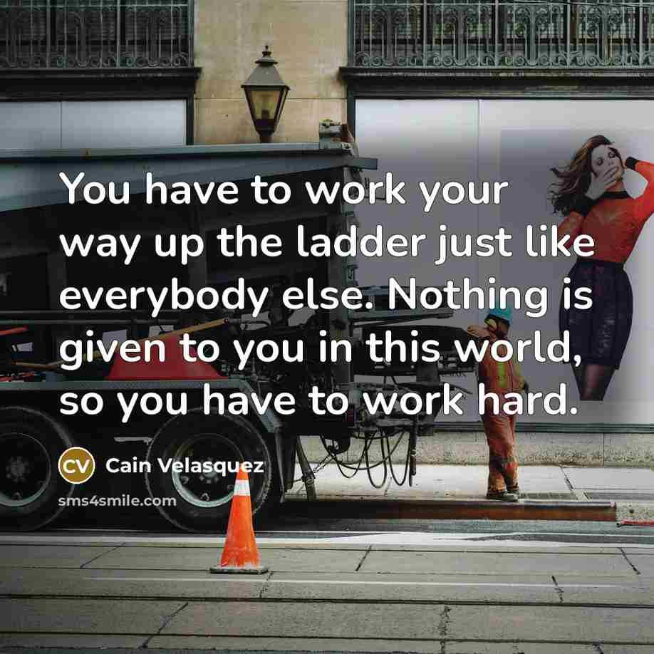 “You have to work your way up the ladder just…” quote by Cain Velasquez