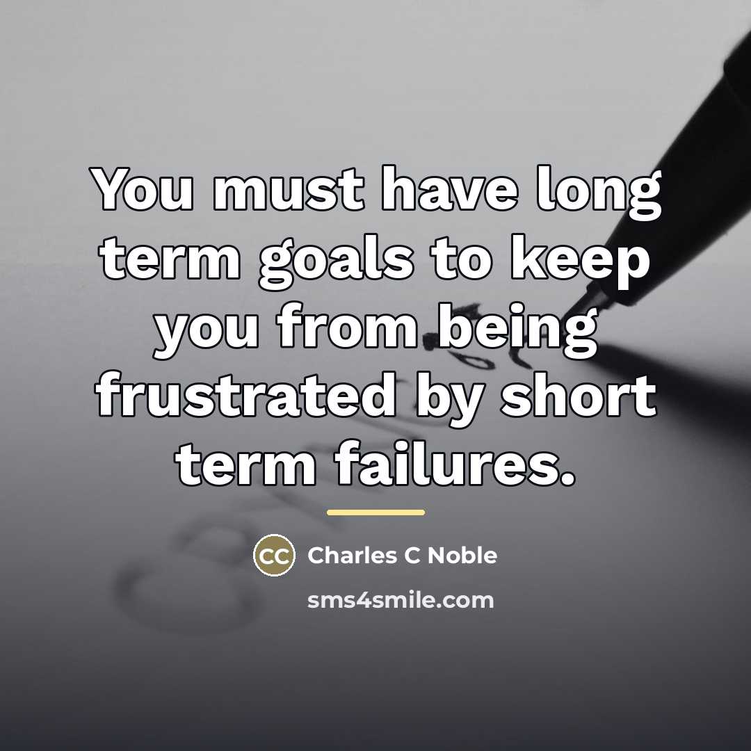 “You must have long term goals to keep you from…” quote by Charles C Noble