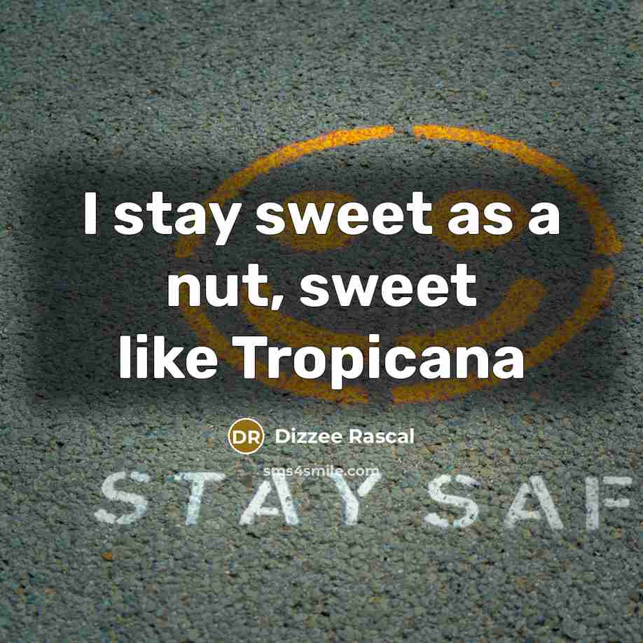 “I stay sweet as a nut, sweet like Tropicana” quote by Dizzee Rascal