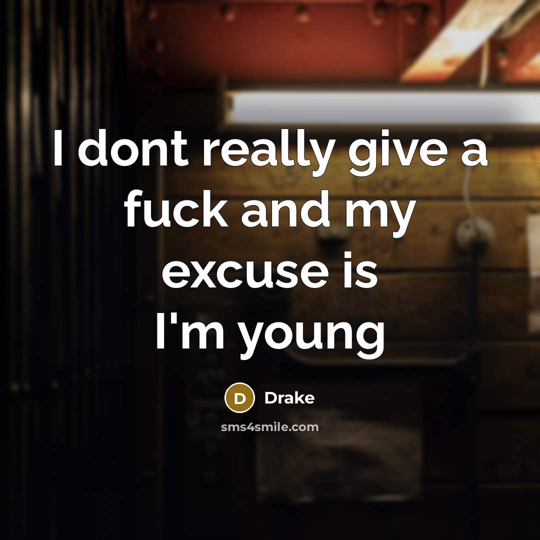 “I dont really give a fuck and my excuse is…” quote by Drake