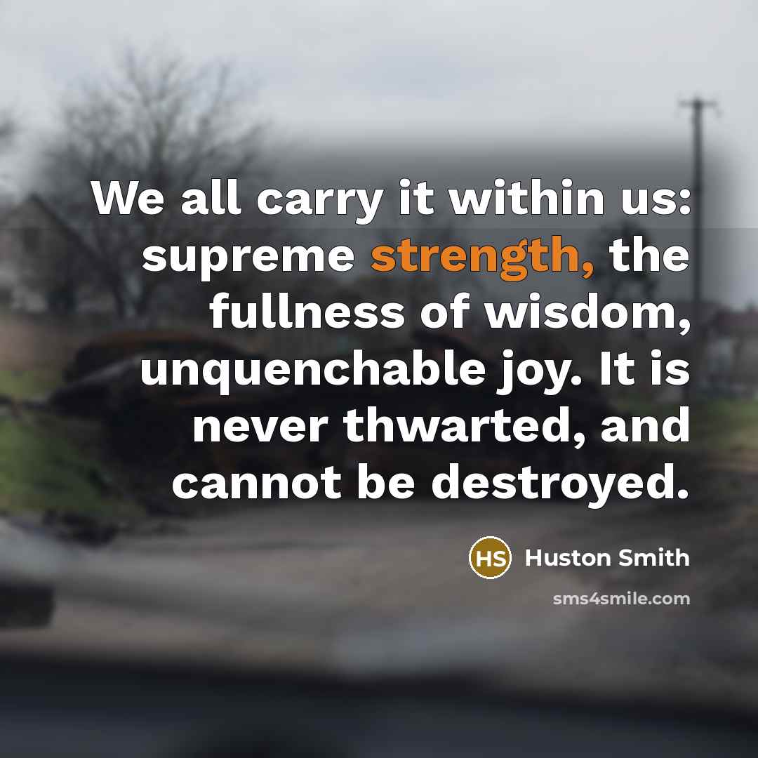 “We all carry it within us: supreme strength, the fullness…” quote by Huston Smith
