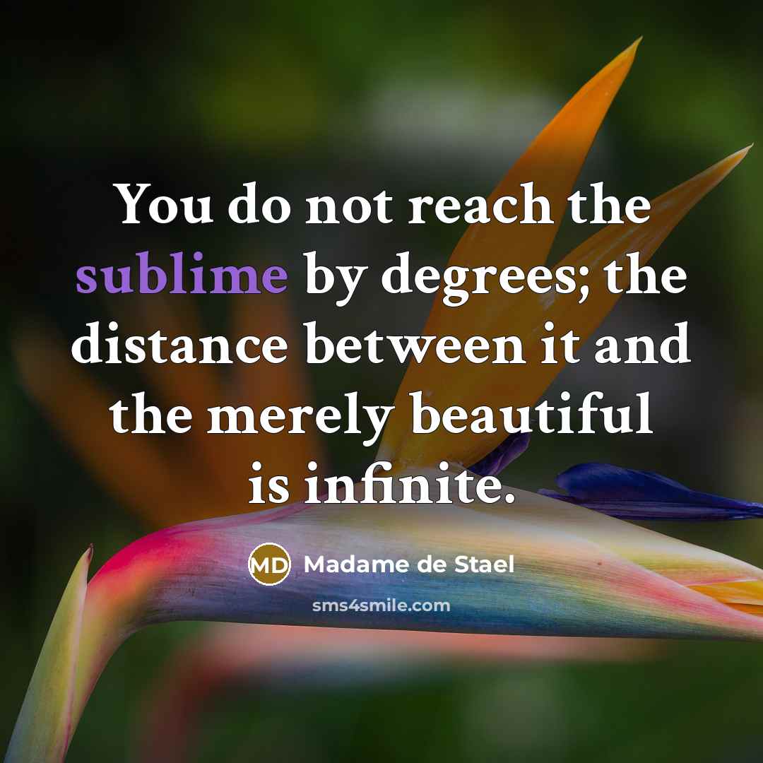 “You do not reach the sublime by degrees; the distance…” quote by Madame de Stael