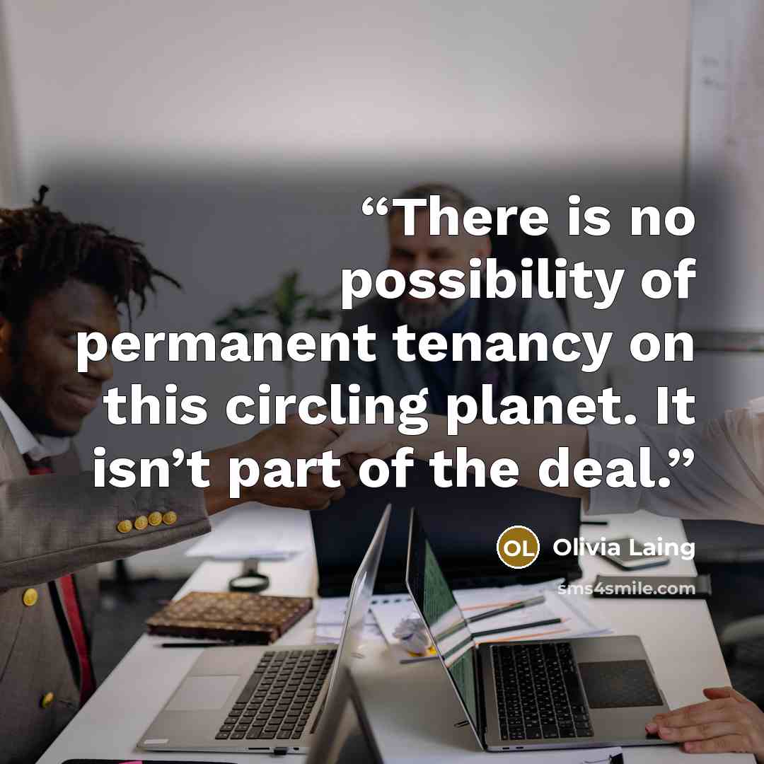 “There is no possibility of permanent tenancy on this circling planet. It isn’t part of the deal.” quote by Olivia Laing