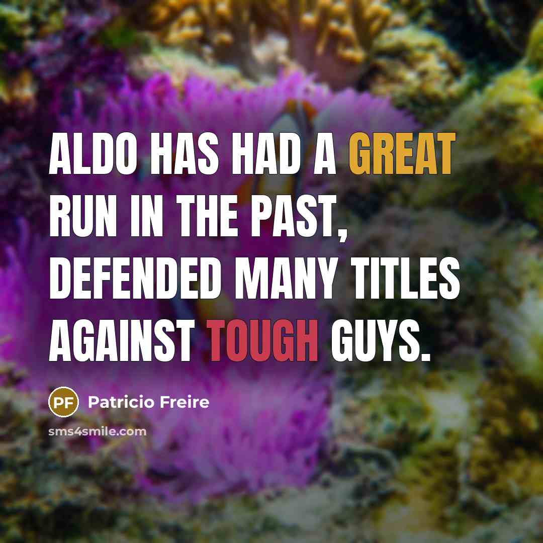 “Aldo has had a great run in the past, defended…” quote by Patricio Freire
