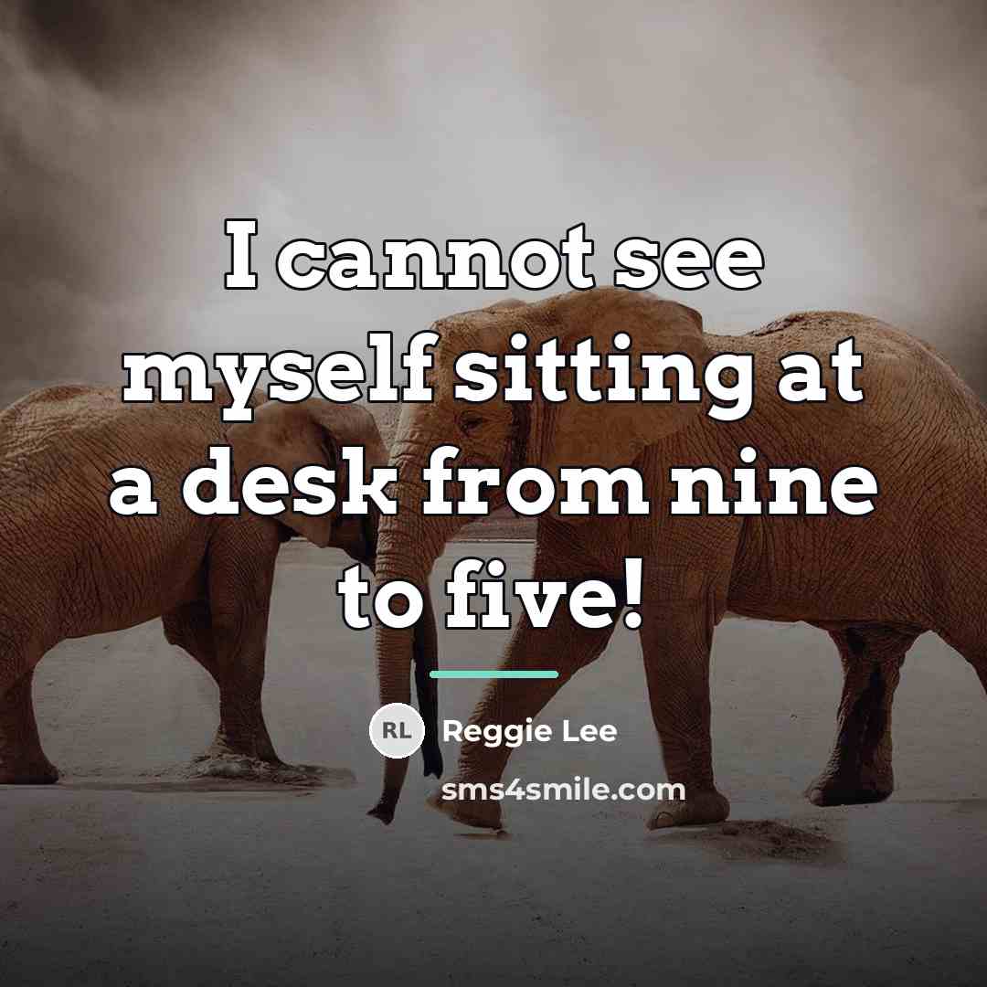 “I cannot see myself sitting at a desk from nine…” quote by Reggie Lee