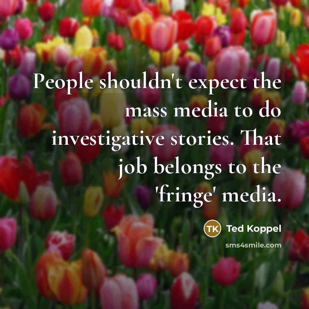 “People shouldn't expect the mass media to do investigative stories.…” quote by Ted Koppel