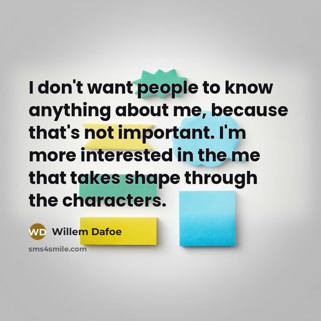 “I don't want people to know anything about me, because…” quote by Willem Dafoe
