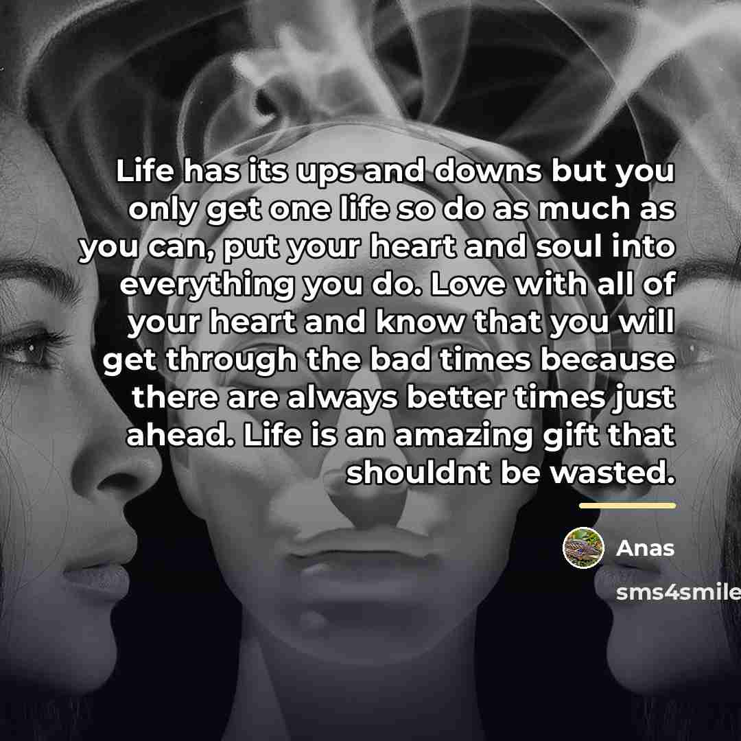“Life has its ups and downs but you only get…” quote by Anas