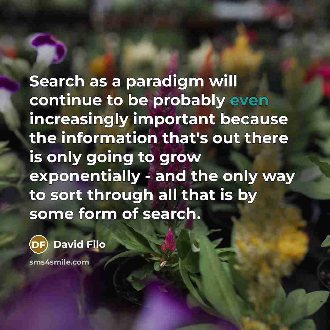 “Search as a paradigm will continue to be probably even…” quote by David Filo
