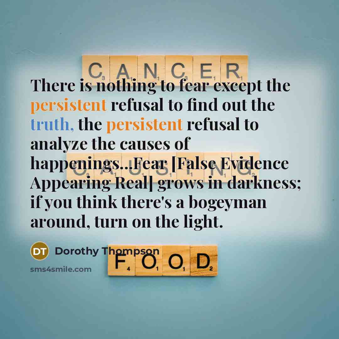 “There is nothing to fear except the persistent refusal to…” quote by Dorothy Thompson
