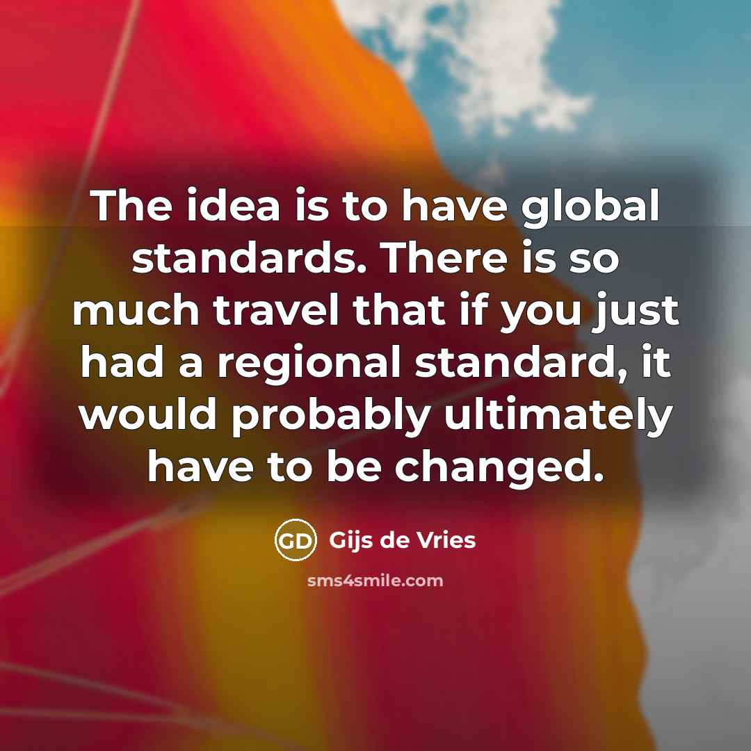 “The idea is to have global standards. There is so…” quote by Gijs de Vries