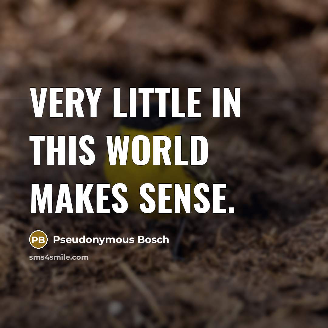“Very little in this world makes sense.…” quote by Pseudonymous Bosch