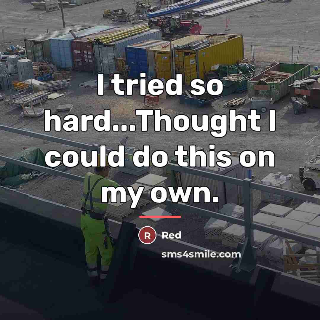 “I tried so hard...Thought I could do this on my…” quote by Red