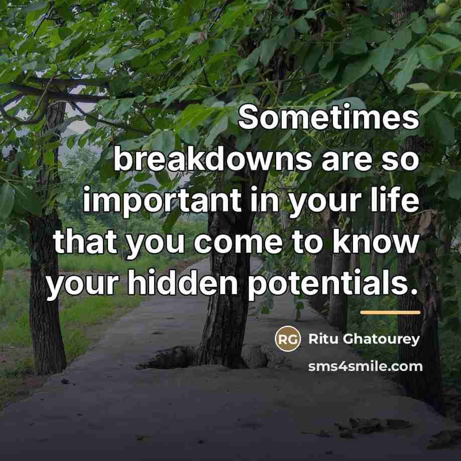 “Sometimes breakdowns are so important in your life that you…” quote by Ritu Ghatourey