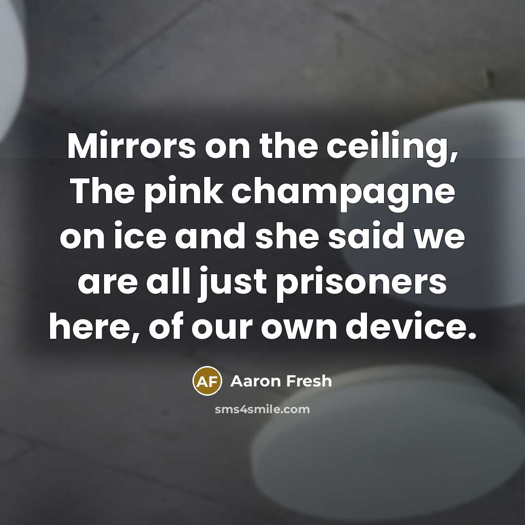 “Mirrors on the ceiling, The pink champagne on ice and…” quote by Aaron Fresh
