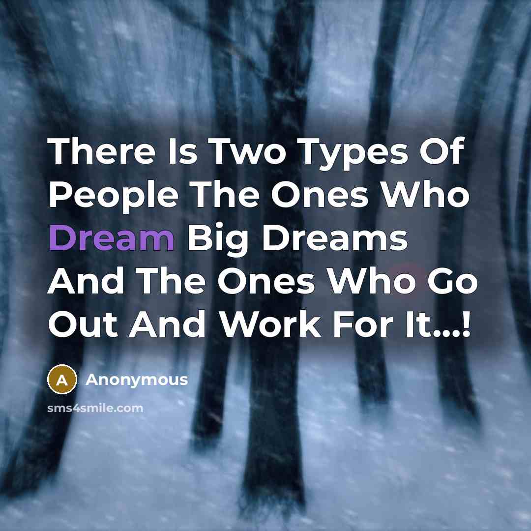 “There Is Two Types Of People The Ones Who Dream…” quote by Anonymous