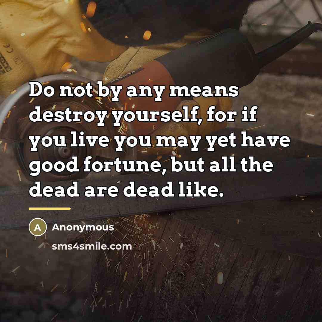 “Do not by any means destroy yourself, for if you…” quote by Anonymous