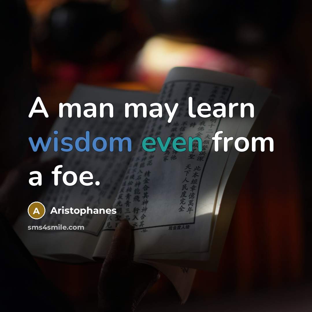 “A man may learn wisdom even from a foe.…” quote by Aristophanes