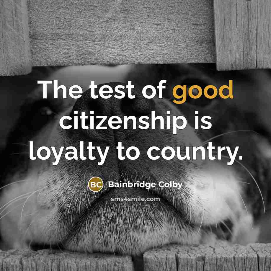 “The test of good citizenship is loyalty to country.…” quote by Bainbridge Colby
