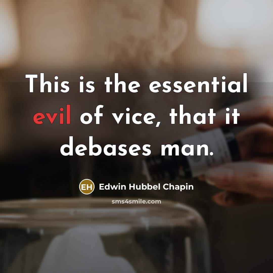“This is the essential evil of vice, that it debases…” quote by Edwin Hubbel Chapin