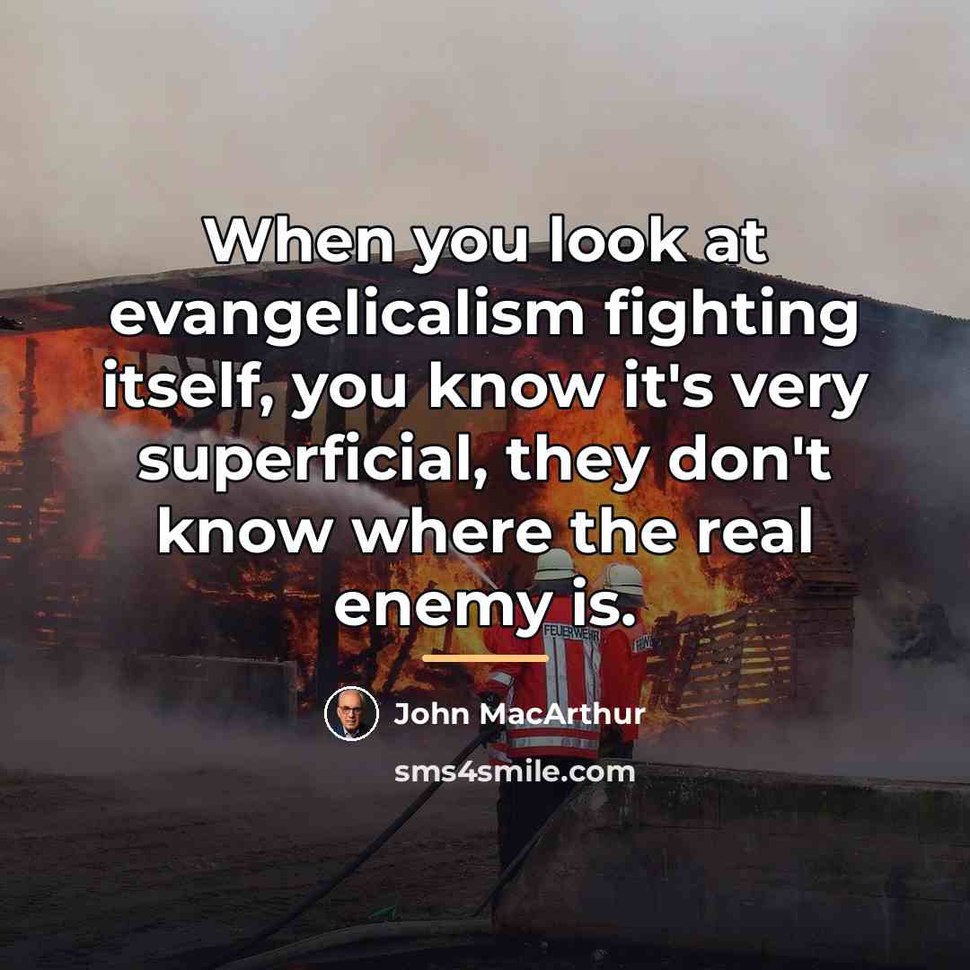 “When you look at evangelicalism fighting itself, you know it's…” quote by John MacArthur
