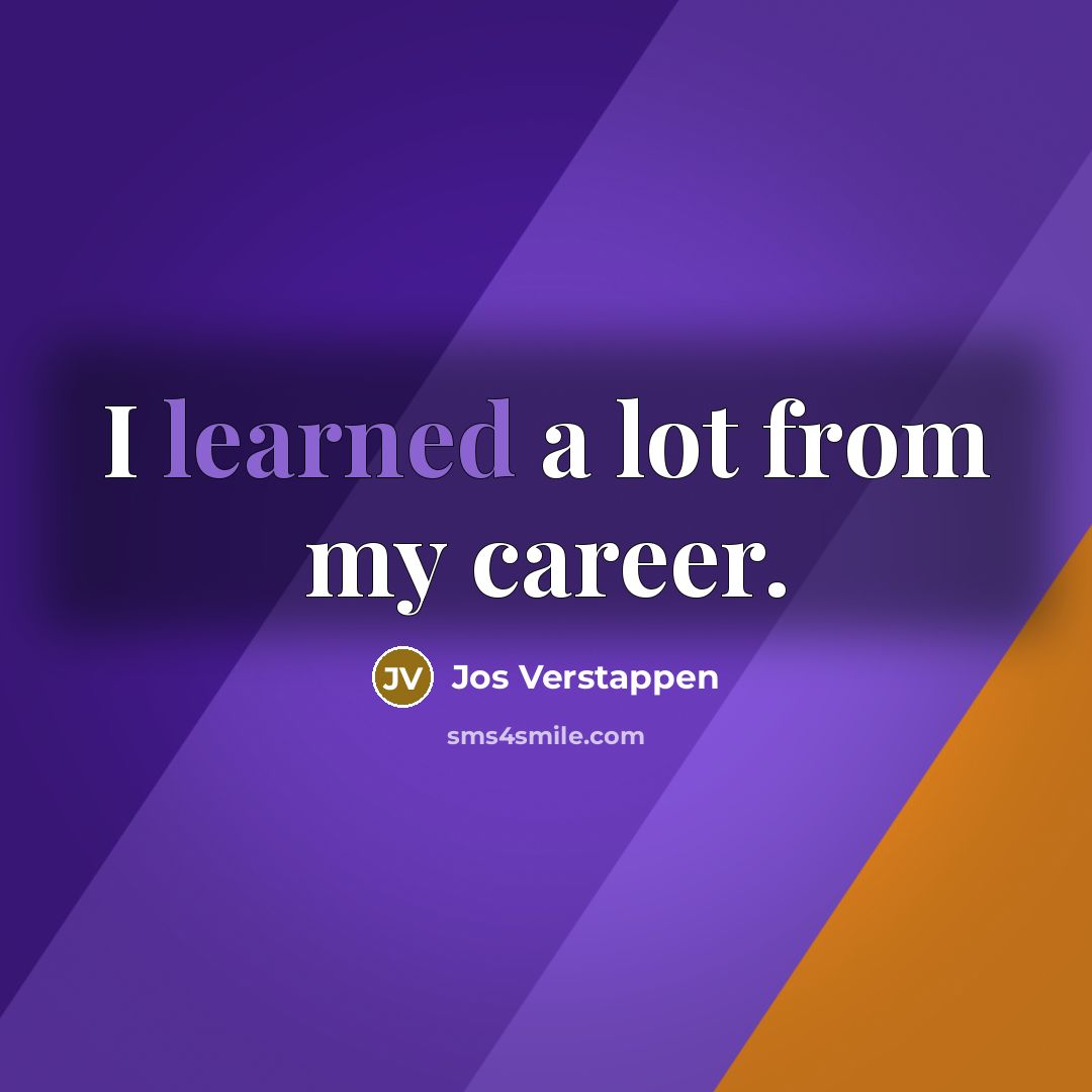 “I learned a lot from my career.…” quote by Jos Verstappen