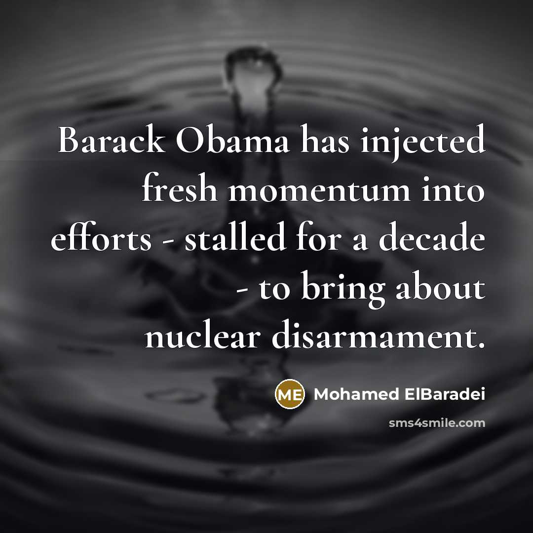 “Barack Obama has injected fresh momentum into efforts - stalled…” quote by Mohamed ElBaradei