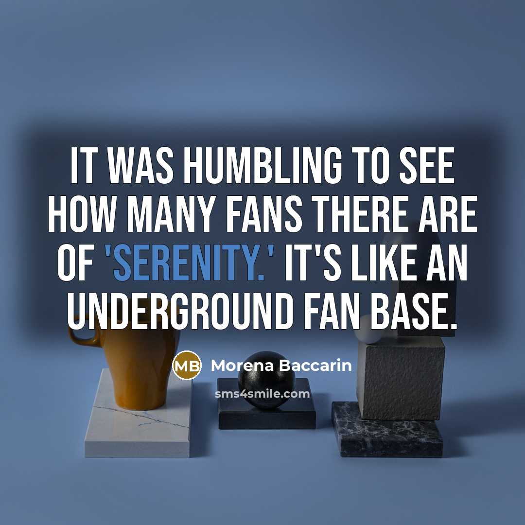 “It was humbling to see how many fans there are of 'Serenity.' It's like an underground fan base.” quote by Morena Baccarin