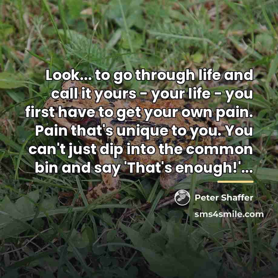 “Look... to go through life and call it yours -…” quote by Peter Shaffer