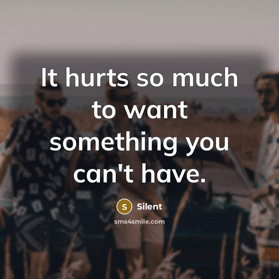 “It hurts so much to want something you can't have.…” quote by Silent
