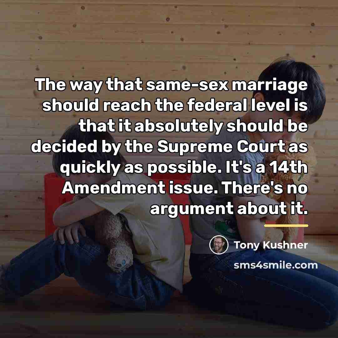 “The way that same-sex marriage should reach the federal level…” quote by Tony Kushner
