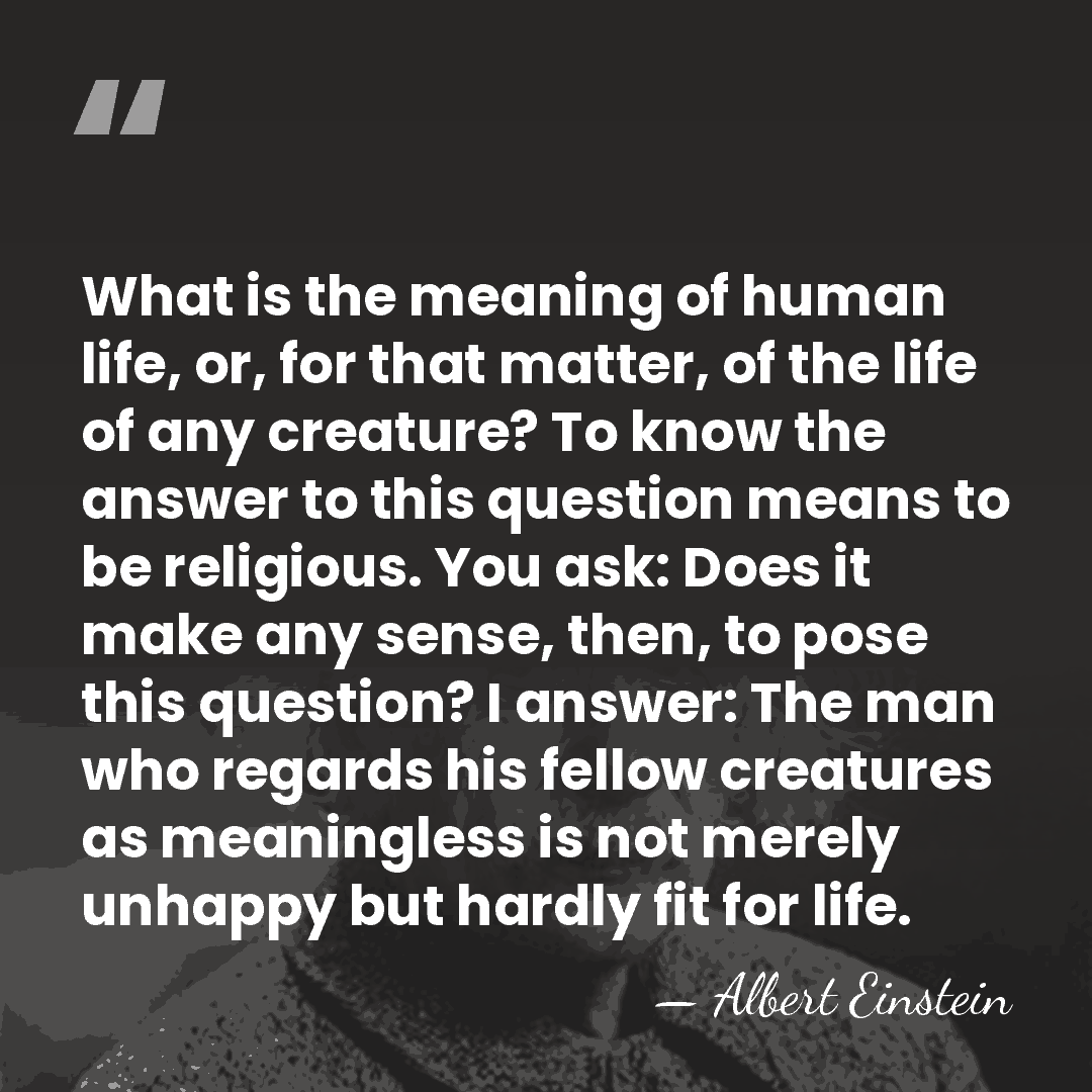 What is the meaning of human life, or, for that matter, of&hellip; - Albert Einstein